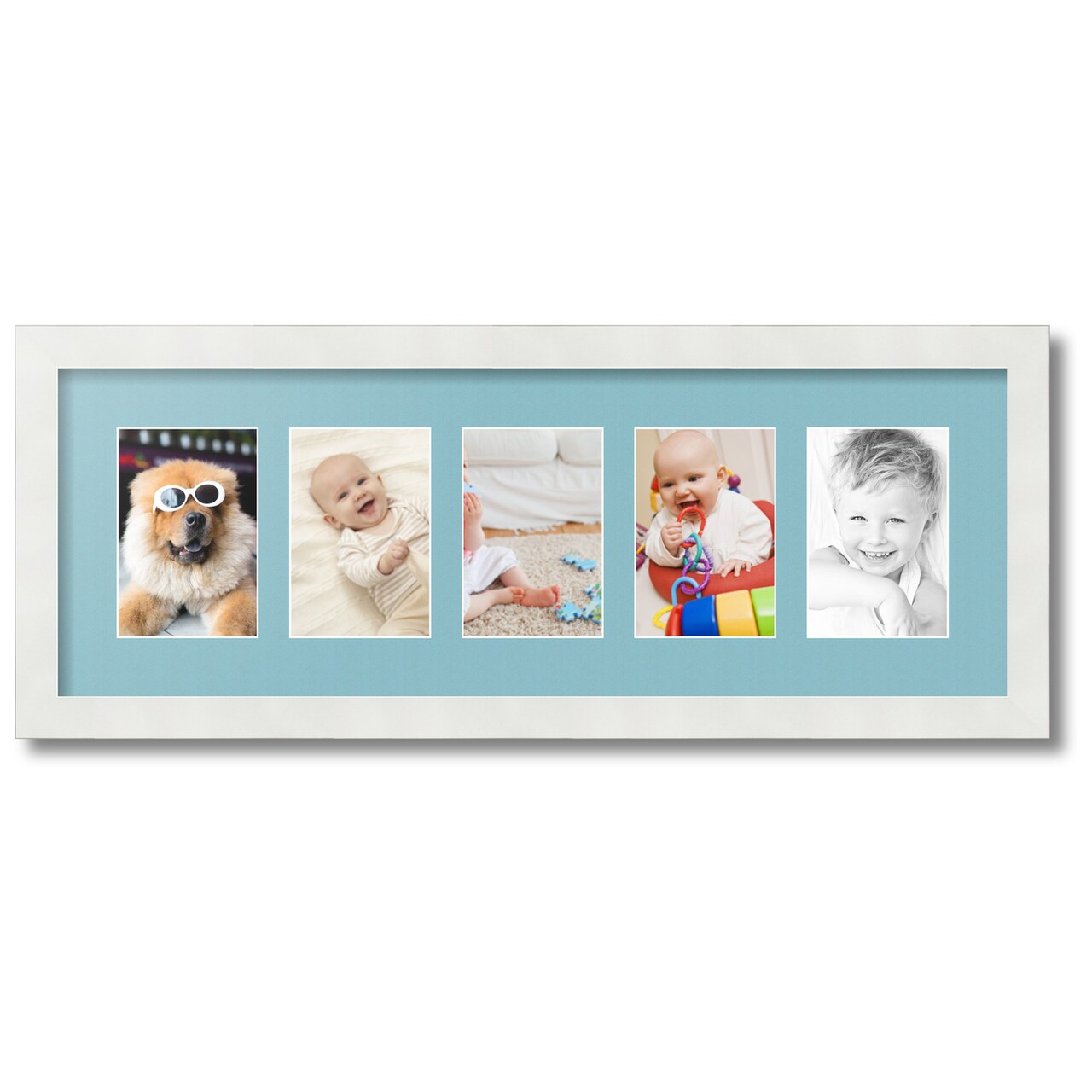 ArtToFrames Collage Photo Picture Frame with 5 - 4x6 inch Openings, Framed in White with Over 62 Mat Color Options and Plexi Glass (CSM-3966-153)